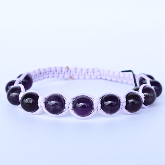 Brățara handmade cu Ametist, reglabilă, sfere de 8mm, pentru protectie, vindecare si intuitie