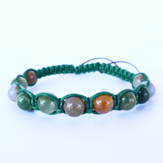 Brățara handmade cu Agat Indian, reglabilă, sfere de 8mm, pentru minte și echilibru emoțional