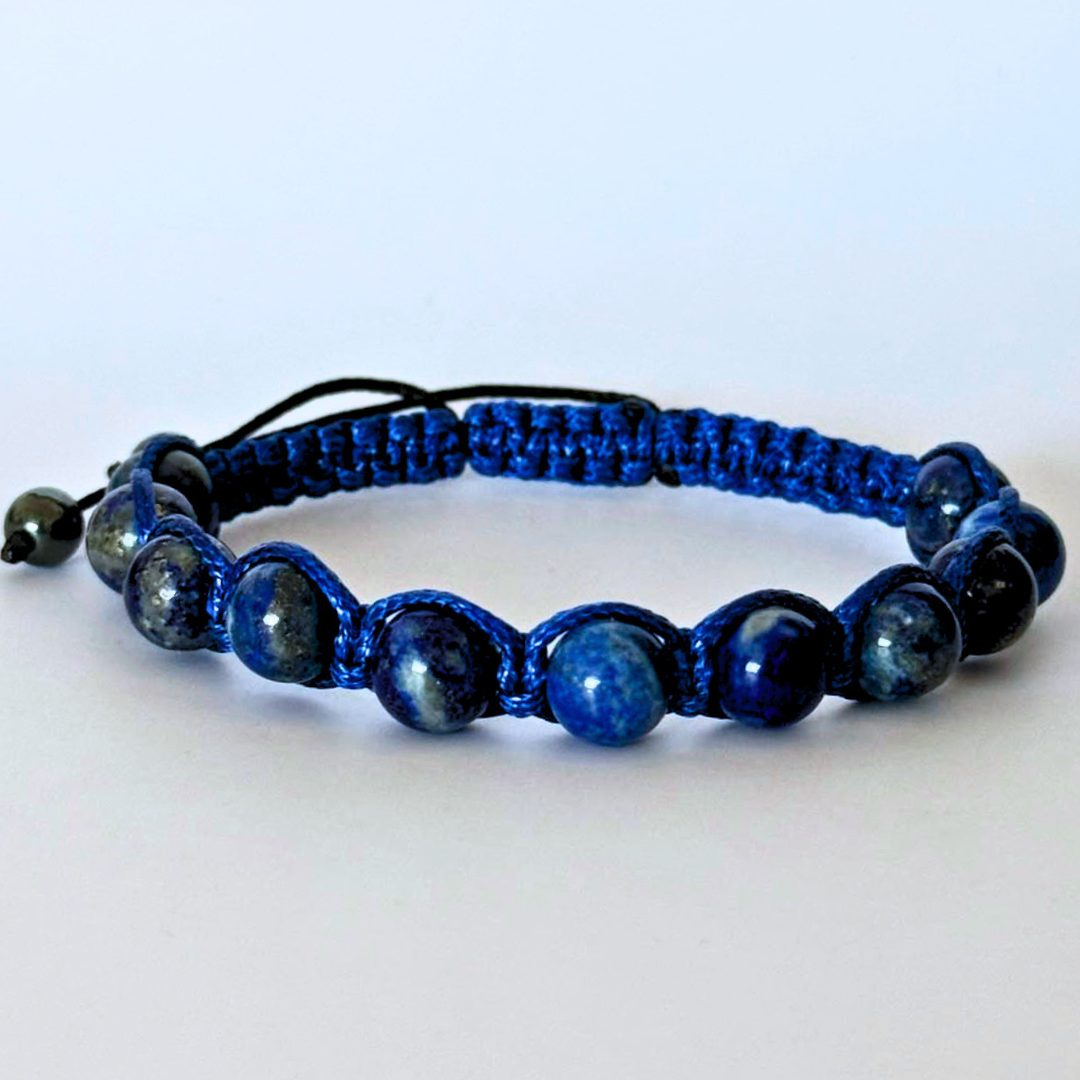 Brățara handmade cu Lapis Lazuli, reglabilă, sfere de 8mm