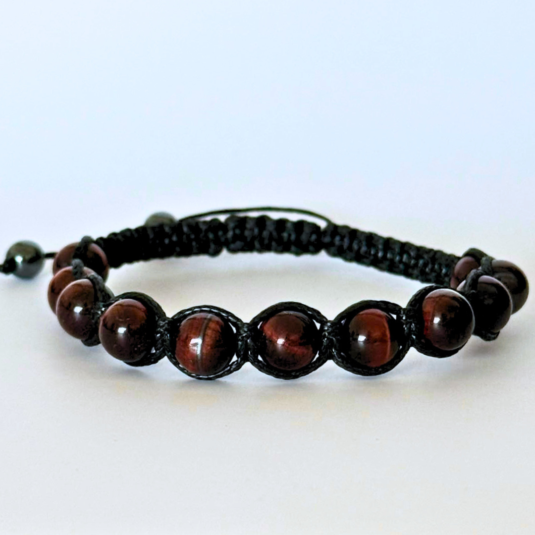 Brățara handmade cu Ochi de Taur, reglabilă, sfere de 8mm 1 Brățara handmade cu Ochi de Taur, reglabilă, sfere de 8mm