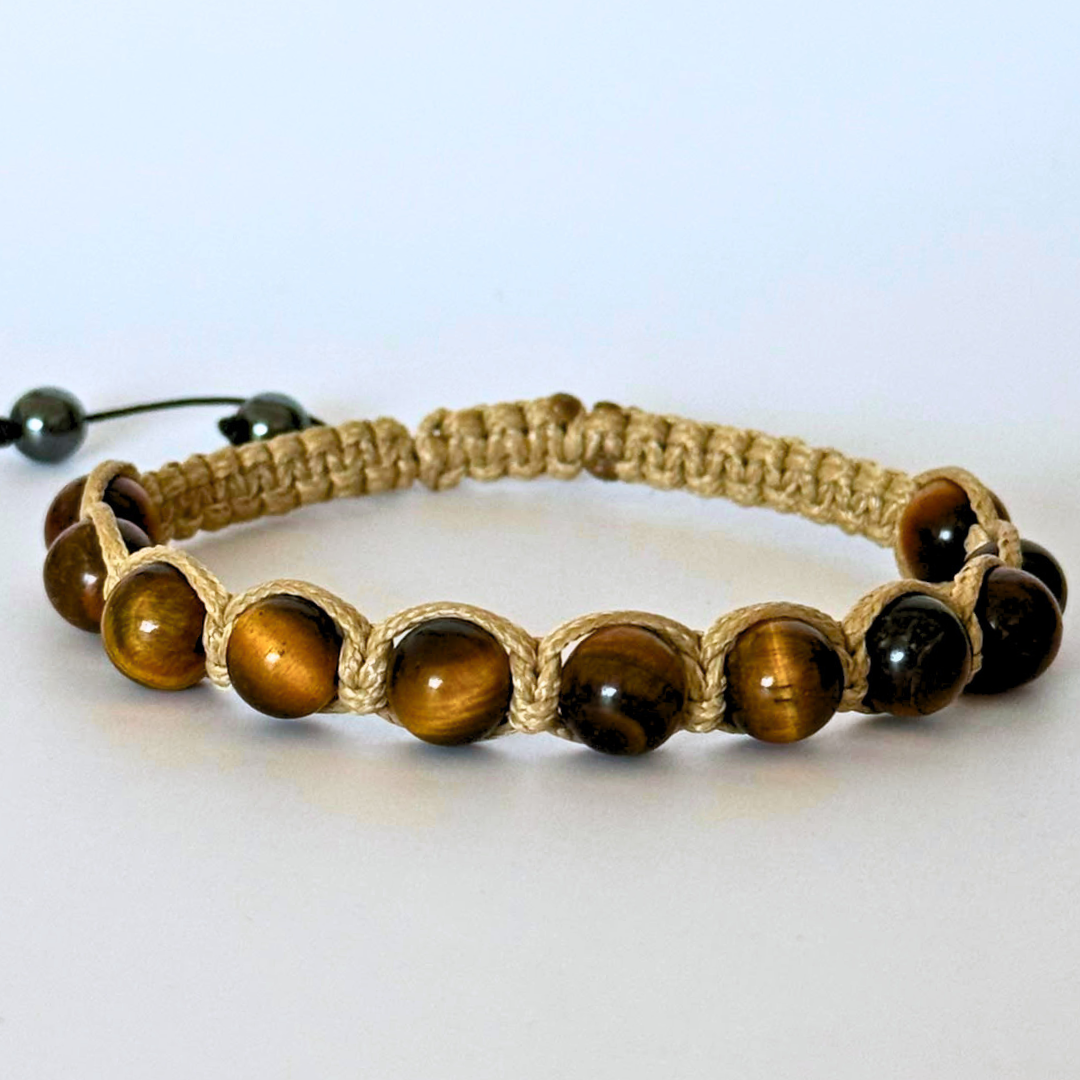 Brățara handmade cu Ochi de Tigru, reglabilă, sfere de 8mm