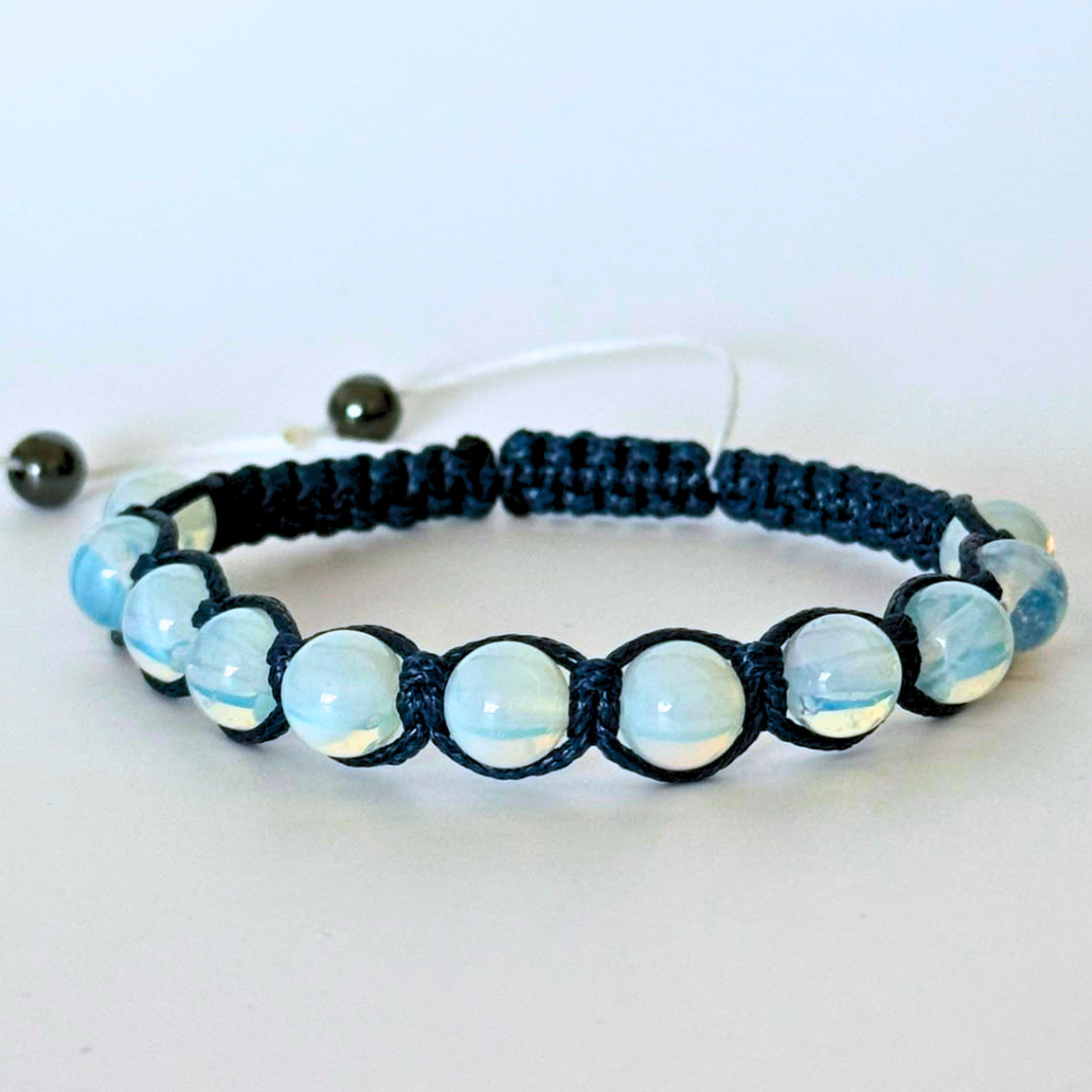 Brățara handmade cu Opalit, reglabilă, sfere de 8mm