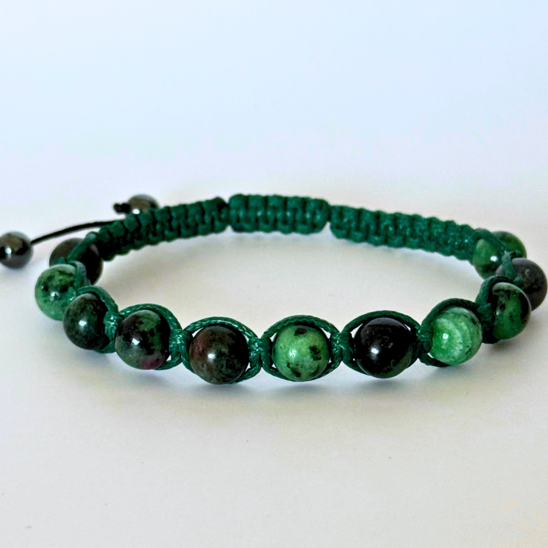 Brățara handmade cu Zoisit cu Rubin, reglabilă, sfere de 8mm 1 Brățara handmade cu Zoisit cu Rubin, reglabilă, sfere de 8mm